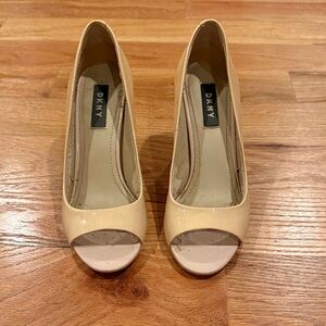 DKNY Women's Pinkish Beige Peep Toe Heels